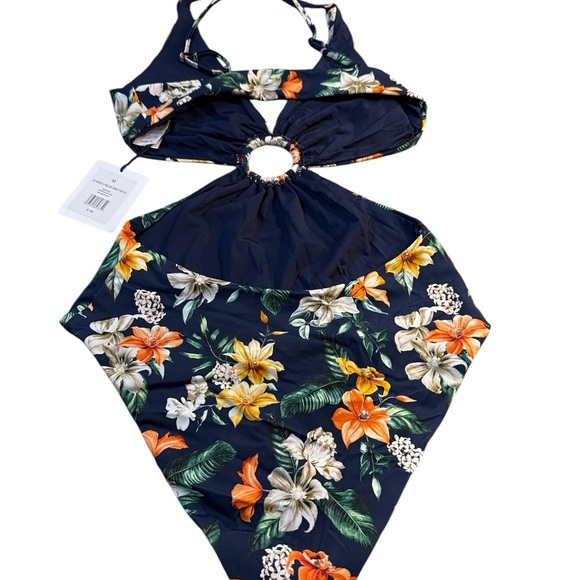 Onia Tropical Bloom O-Ring One Piece Cut Out Swimsuit Deep Navy Size M, NWT - Picture 4 of 8